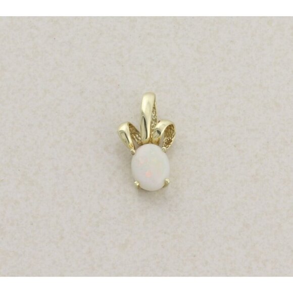 Pendant Only 10k Yellow Gold Natural Opal Pendant 3/4" x 5/8" - Picture 3 of 7